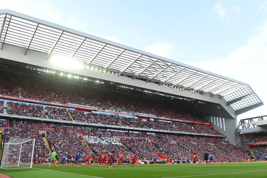 Il nuovo Main Stand durante Liverpool-Leicester City. Getty Images